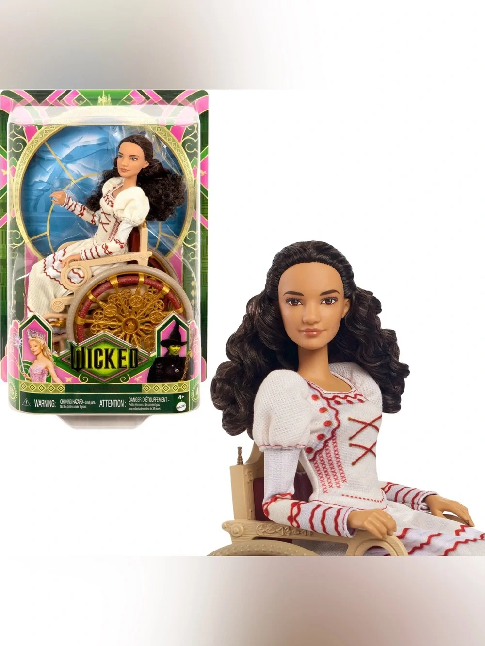 Wicked Nessarose Doll in White and Pink Wheelchair - Official Collectible